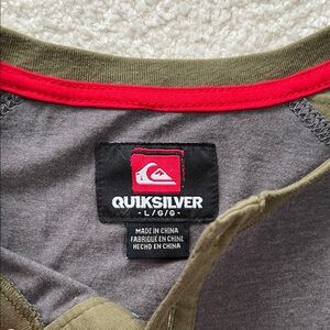 Quiksilver Gray and Olive Long Sleeve Tee